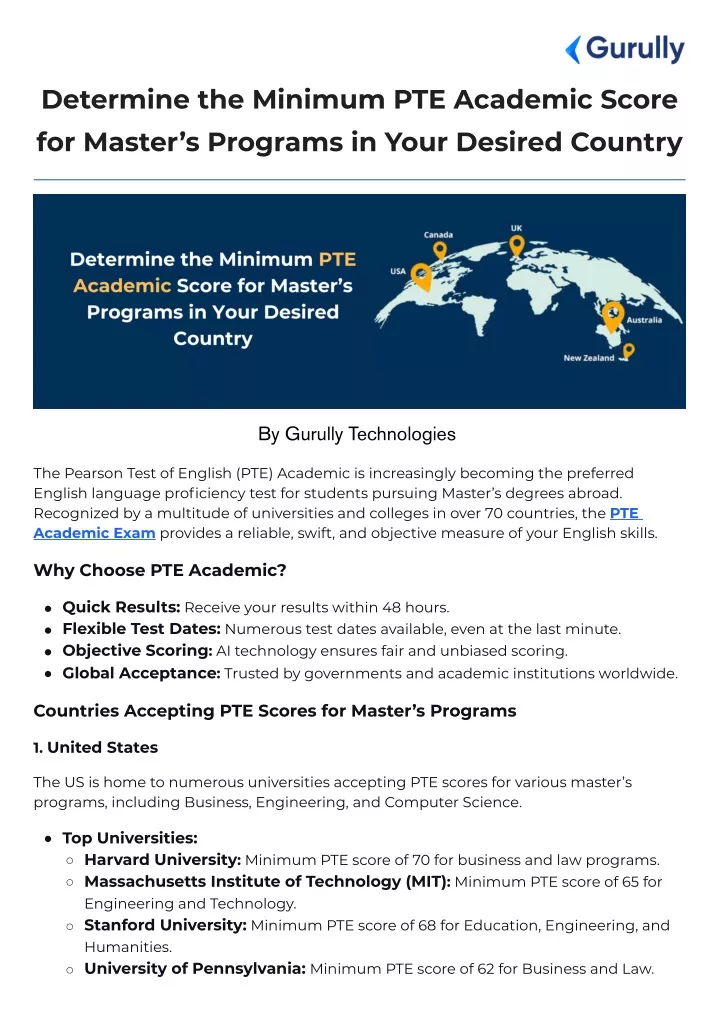 determine the minimum pte academic score