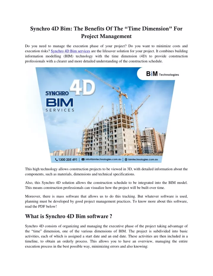 synchro 4d bim the benefits of the time dimension