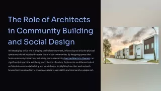 The Role of Architects in Community Building and Social Design