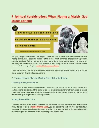 7 Spiritual Considerations When Placing a Marble God Statue at Home