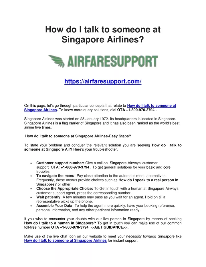 how do i talk to someone at singapore airlines