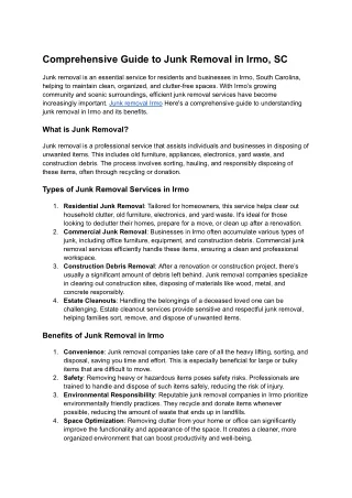comprehensive guide to junk removal in irmo sc