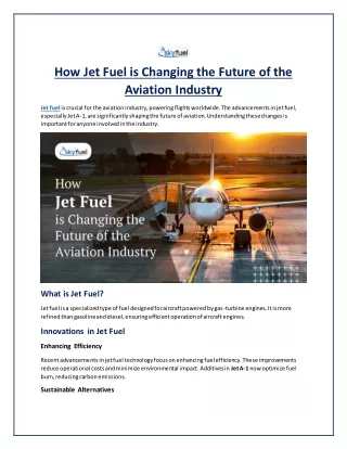 How Jet Fuel is Changing the Future of the Aviation Industry