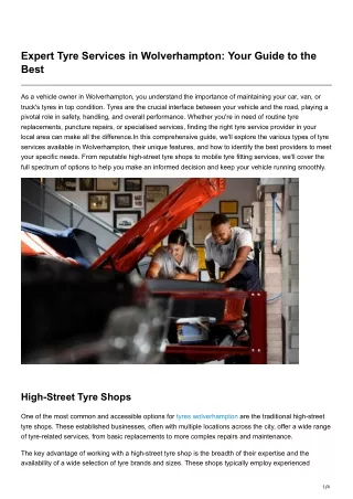 Expert Tyre Services in Wolverhampton Your Guide to the Best