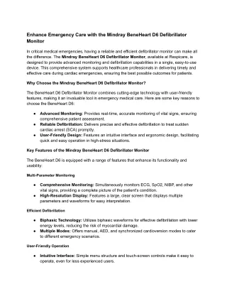 enhance emergency care with the mindray beneheart