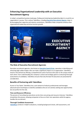 Enhancing Organizational Leadership with an Executive Recruitment Agency (1)