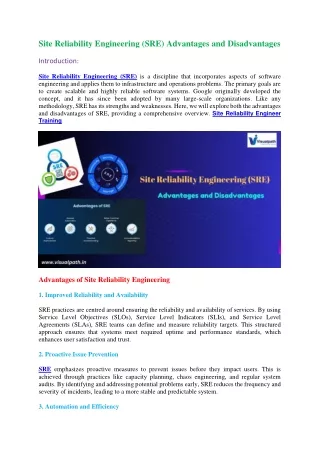 site reliability engineering sre advantages