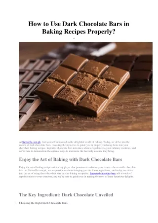 How to Use Dark Chocolate Bars in Baking Recipes Properly