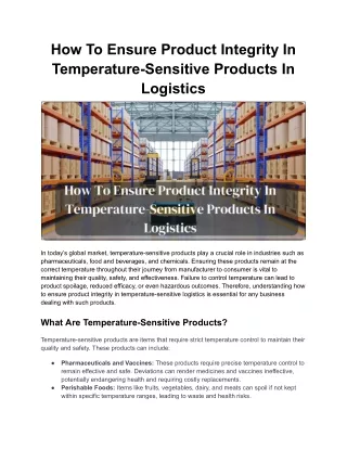 _How To  Ensure Product Integrity In Temperature-Sensitive Products In Logistics