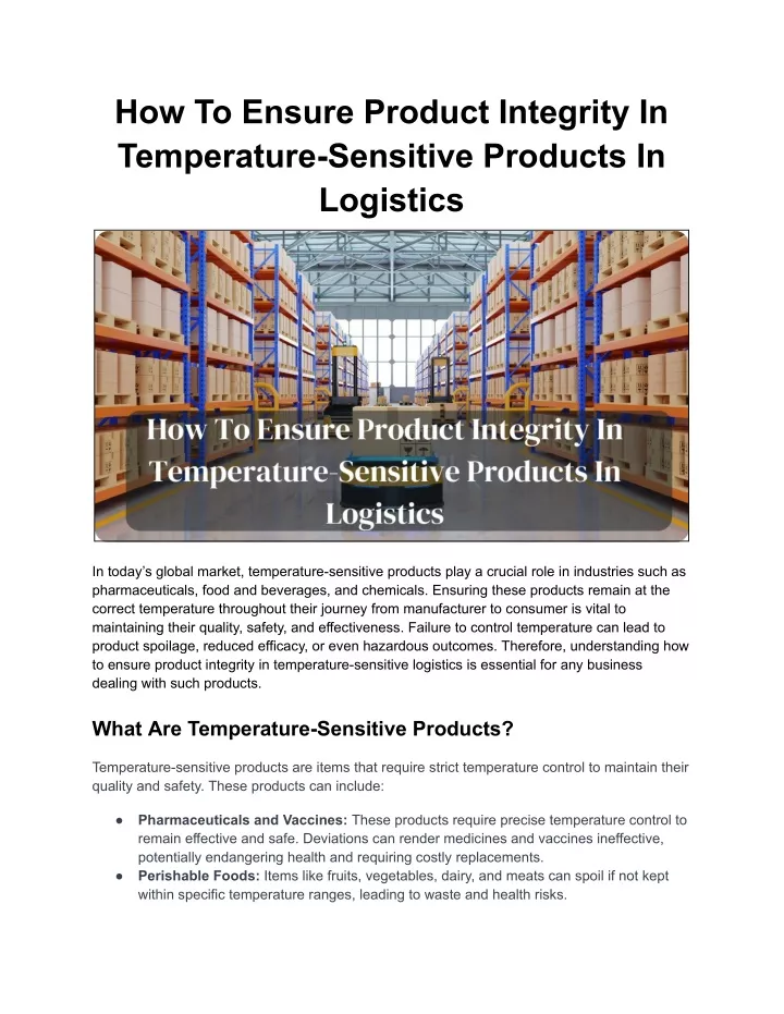 how to ensure product integrity in temperature