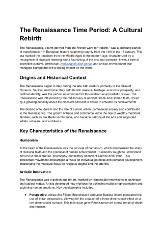 the renaissance time period a cultural rebirth