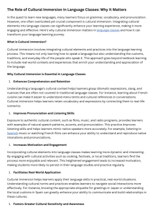 The Role of Cultural Immersion in Language Classes Why It Matters