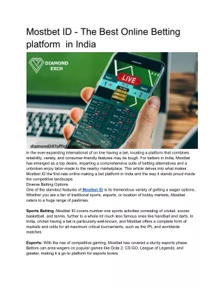 Mostbet ID - The Best Online Betting platform  in India
