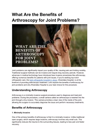 What Are the Benefits of Arthroscopy for Joint Problems_