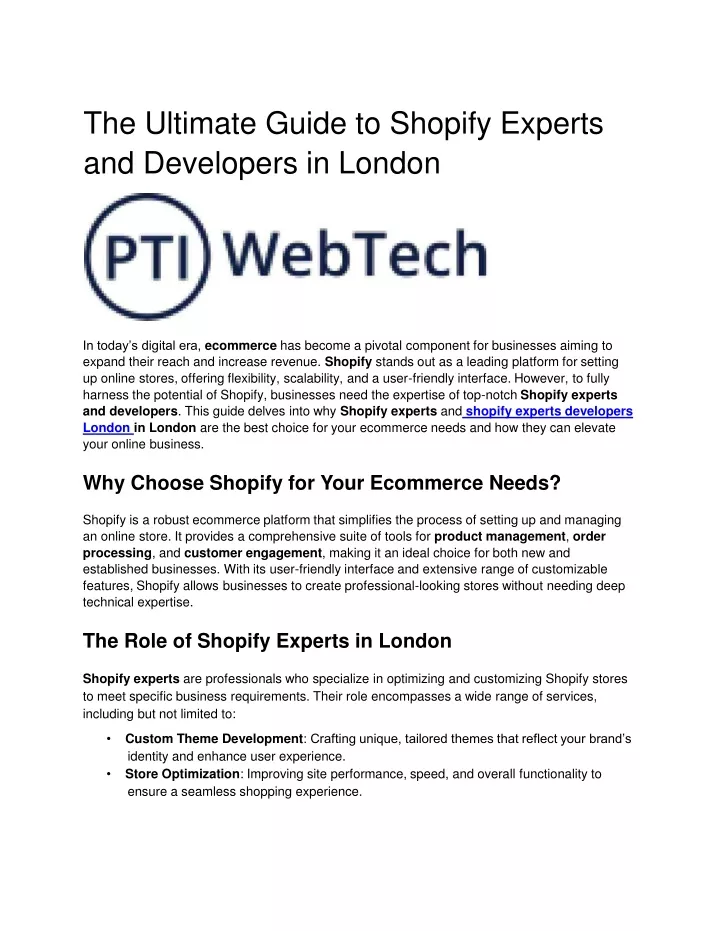 the ultimate guide to shopify experts