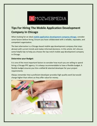 Tips For Hiring The Mobile Application Development Company In Chicago