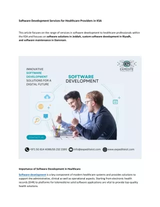 software development services for healthcare