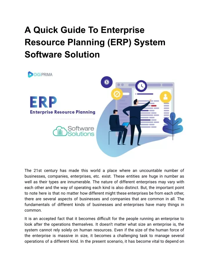 a quick guide to enterprise resource planning