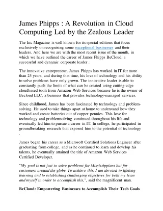 james phipps a revolution in cloud computing led by the zealous leader