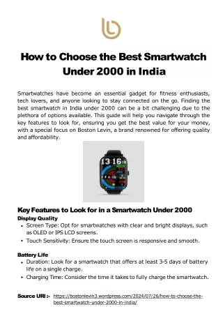 How to Choose the Best Smartwatch Under 2000 in India