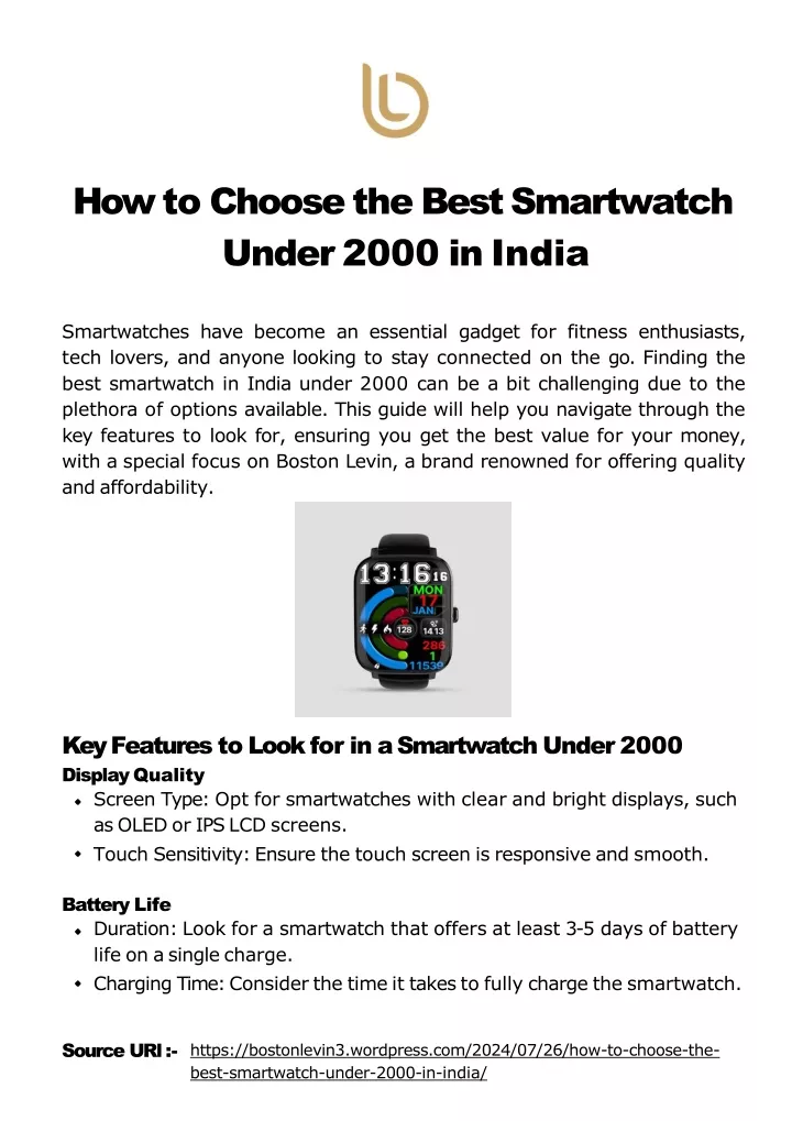 how to choose the best smartwatch under 2000 in india