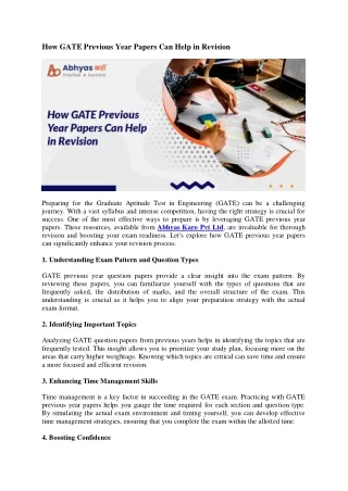 How GATE Previous Year Papers Can Help in Revision