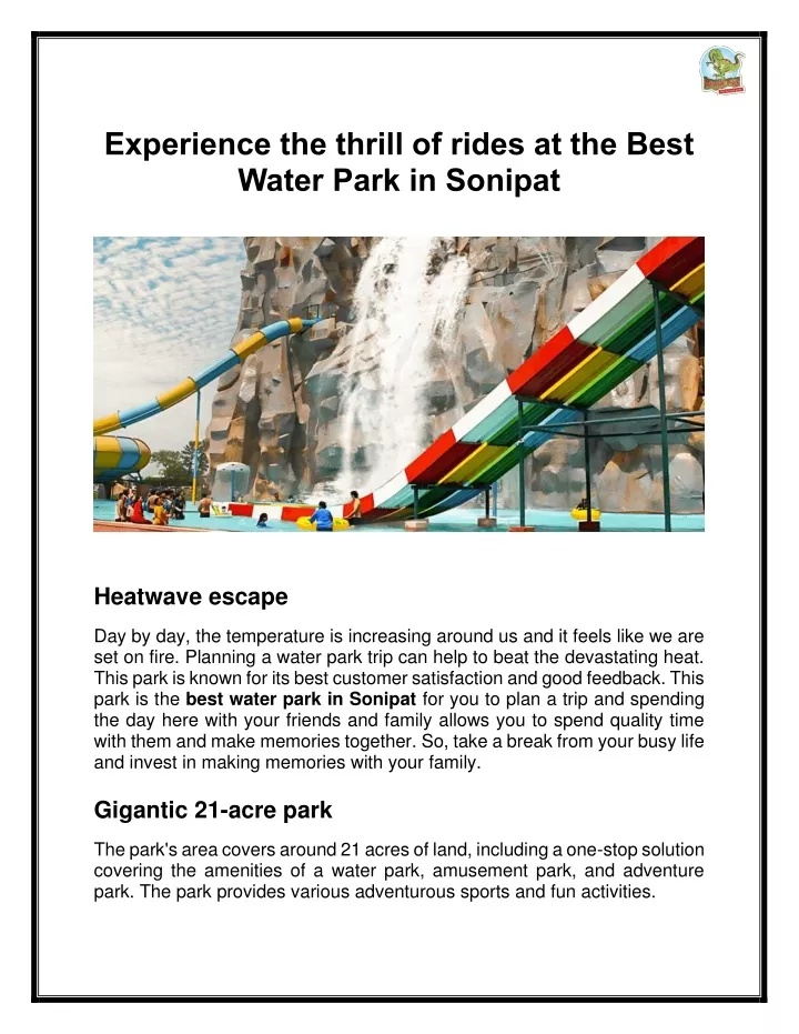 experience the thrill of rides at the best water