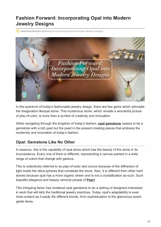 cabochonsforsale.com-Fashion Forward Incorporating Opal into Modern Jewelry Designs