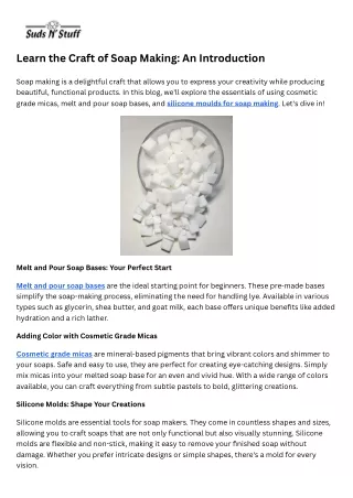 Learn the Craft of Soap Making An Introduction