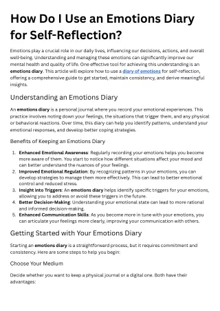how do i use an emotions diary for self reflection