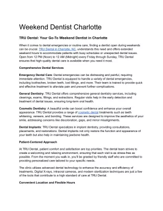 Weekend Dentist Charlotte