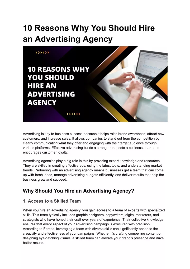 10 reasons why you should hire an advertising