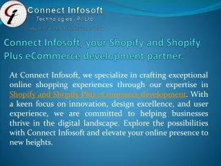 Connect Infosoft your Shopify and Shopify Plus eCommerce development partner