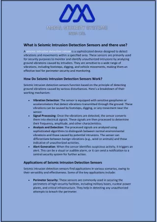 what is seismic intrusion detection sensors