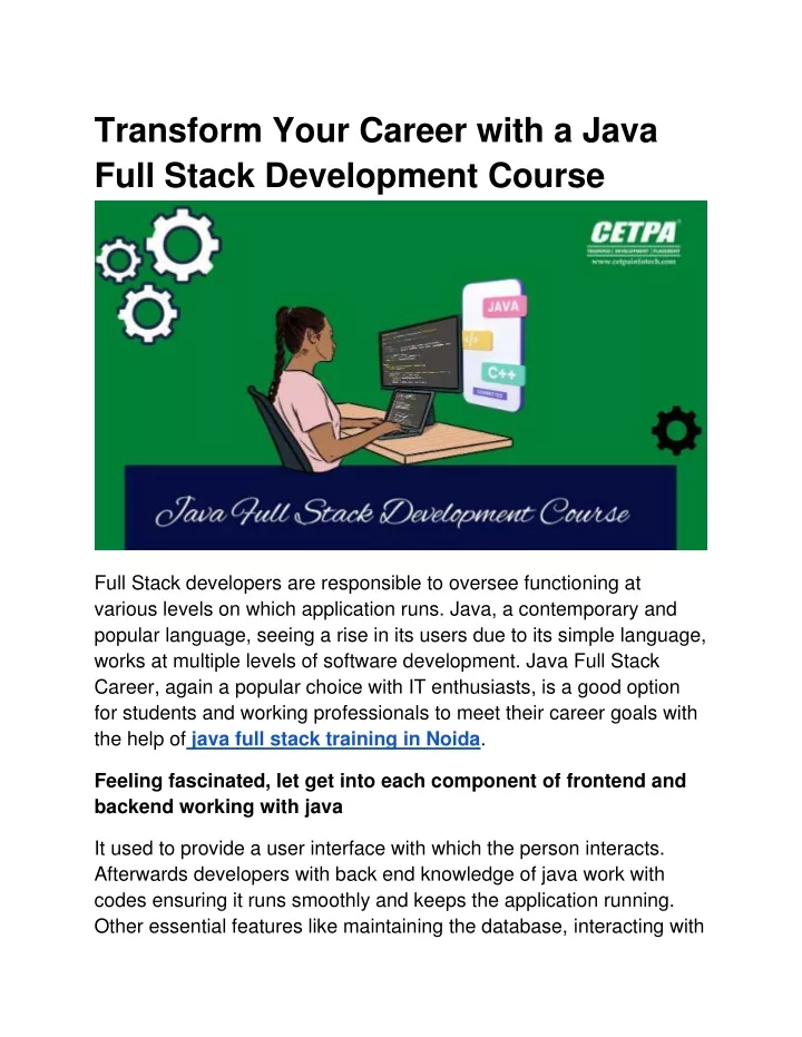 transform your career with a java full stack