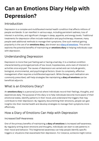 can an emotions diary help with depression