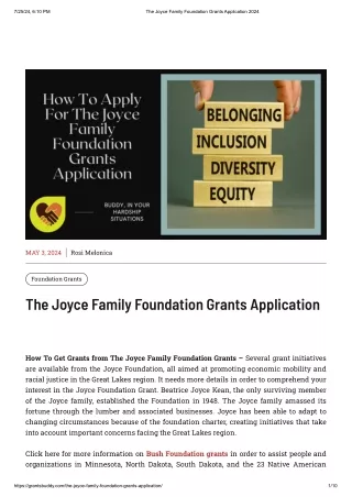 The Joyce Family Foundation Grants Application 2024