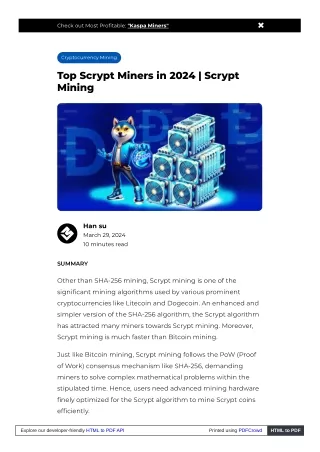 Top Scrypt Miners in 2024