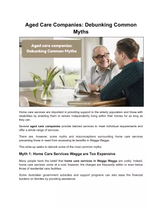 Aged Care Companies: Debunking Common Myths