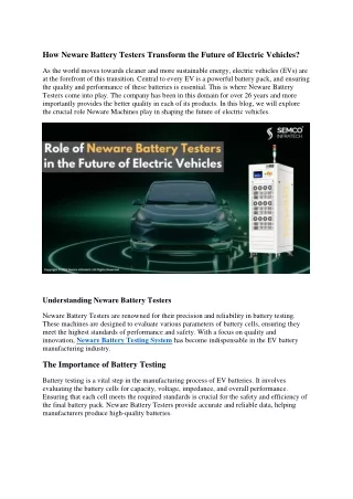 how neware battery testers transform the future