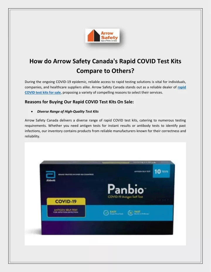how do arrow safety canada s rapid covid test