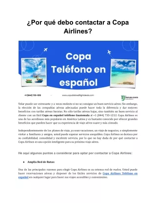 por qu debo contactar a copa airlines