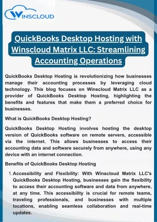 quickbooks desktop hosting with winscloud matrix