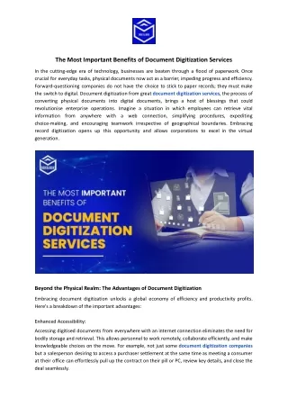 The Most Important Benefits of Document Digitization Services