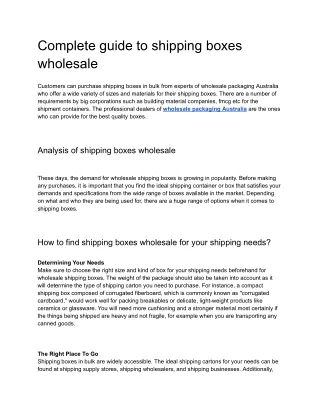 Complete guide to shipping boxes wholesale
