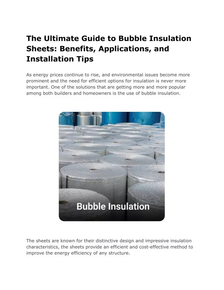 the ultimate guide to bubble insulation sheets