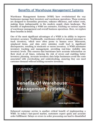 Benefits of Warehouse Management Systems
