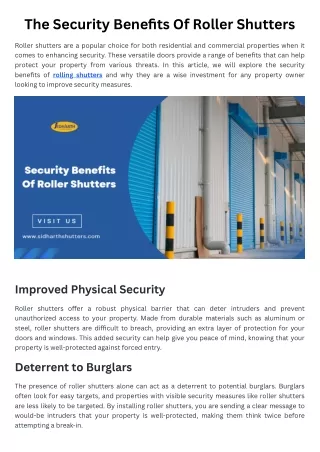 The Security Benefits of Roller Shutters