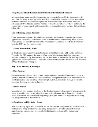 navigating the cloud essential security practices