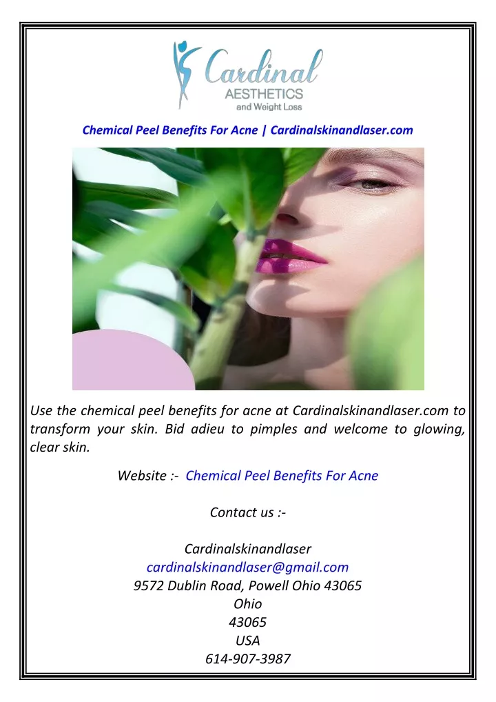 chemical peel benefits for acne